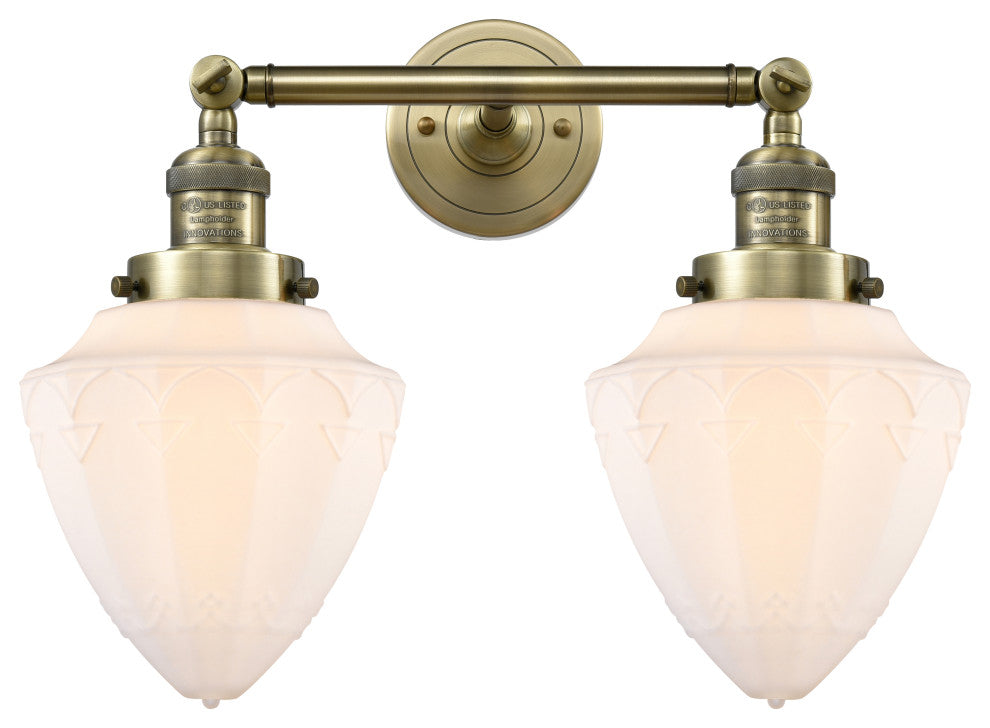 Innovations 208-AB-G661-7 2 Light Bath Vanity Light, Antique Brass