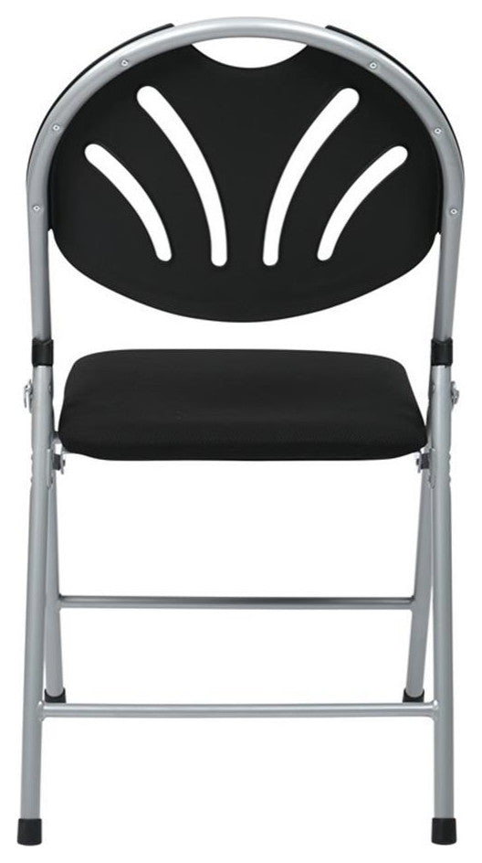 Set of 4 Plastic Folding Chair in Black and Silver
