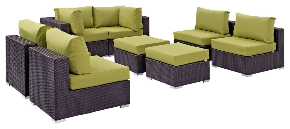 Espresso Peridot Convene 8-Piece Outdoor Patio Sectional Set