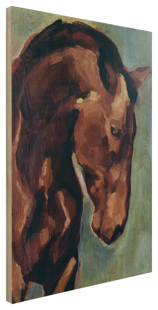 "Horse Portrait" Fine Giclee Printed on Hand Finished Ash Wood Wall Art Set of 2