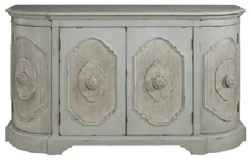 Classic Sideboard, Wood Frame With Raised Molding & Round Edges, Weathered Green