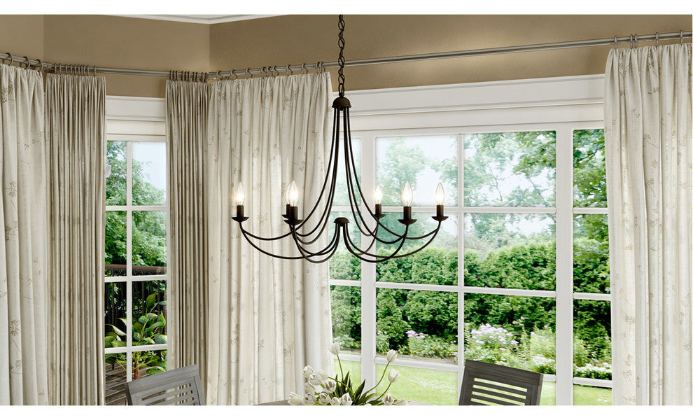 Quoizel MRN5006IB Six Light Chandelier Mirren Imperial Bronze
