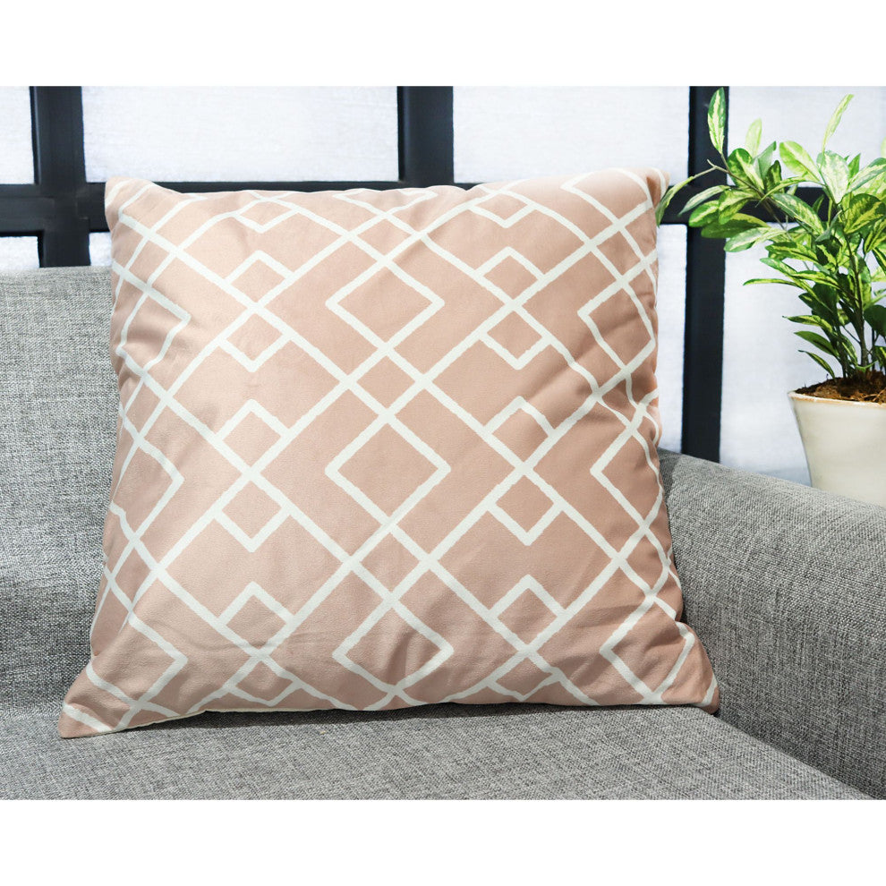 Peach & Ivory Machine Woven Scarsdale Throw Pillow, 20" x 20"