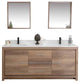 Mila Collection 72" Bathroom Vanity With Sink, Mirror, Countertop, Walnut Brown