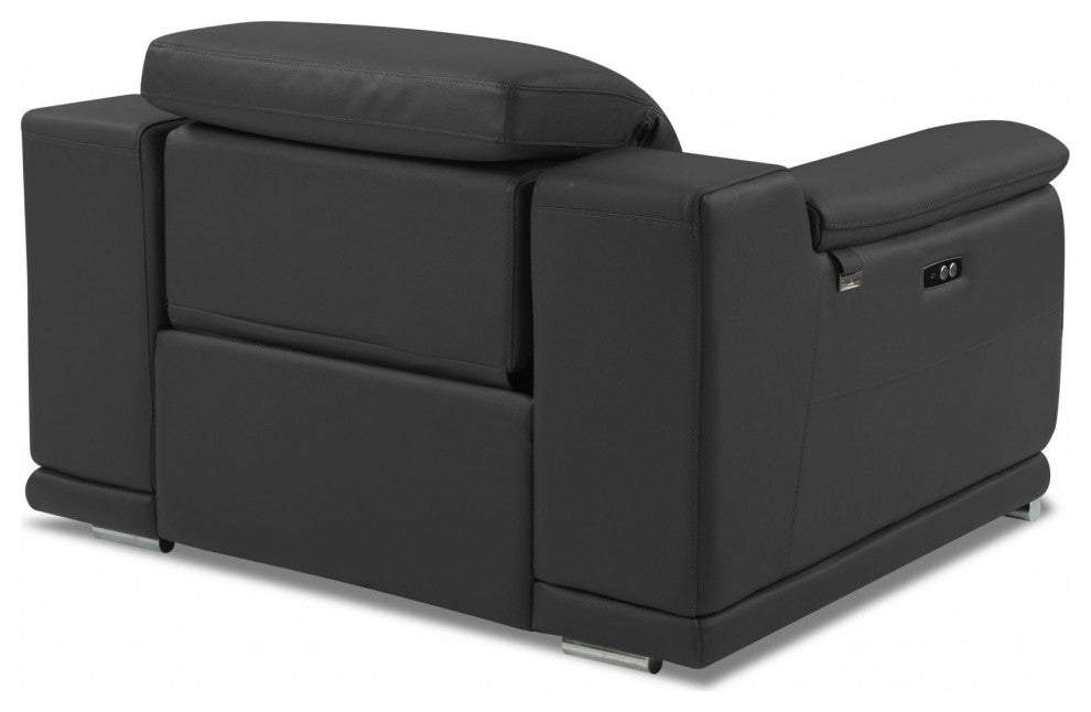 Mod Charcoal Gray Italian Leather Recliner Chair