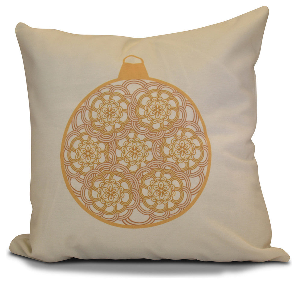Decorative Holiday Pillow Geometric Print, Gold, 16"x16"