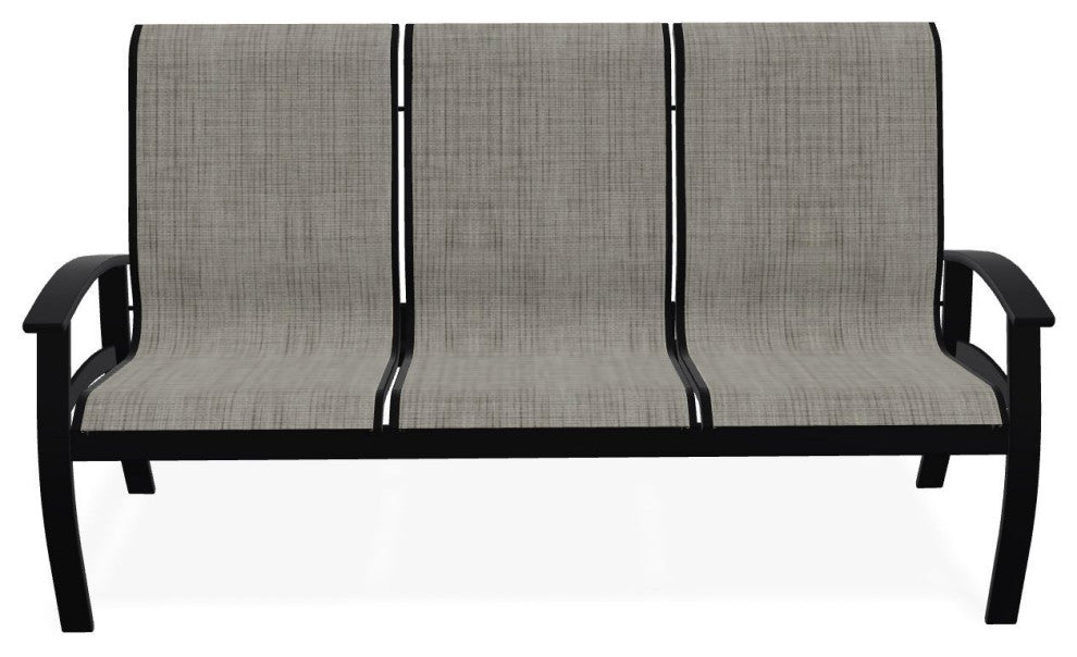 Belle Isle Sling 3-Seat Outdoor Sofa, Smoke/Black