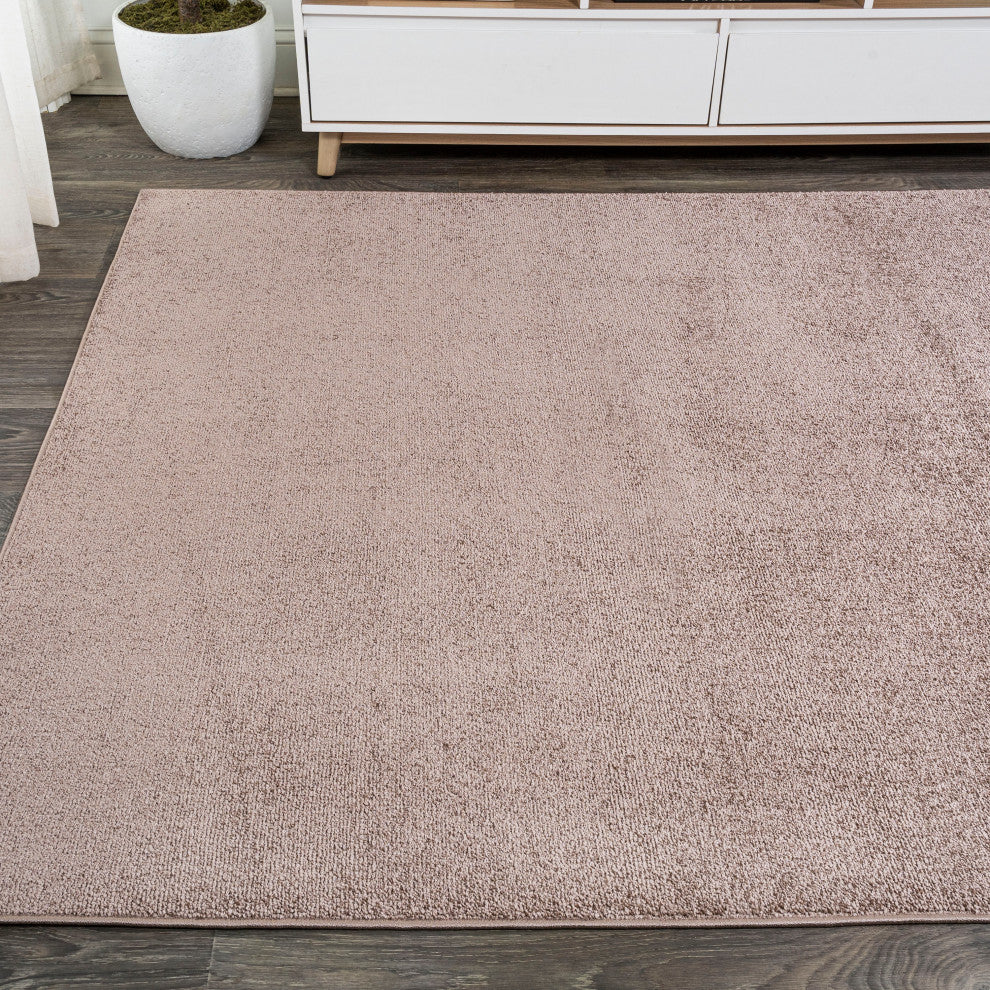 Haze Solid Low-Pile Runner Rug, Brown, 9 X 12