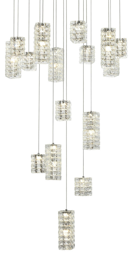 Elegant Lighting 3680D32 Aston 32"W Crystal Multi Light Pendant - Chrome