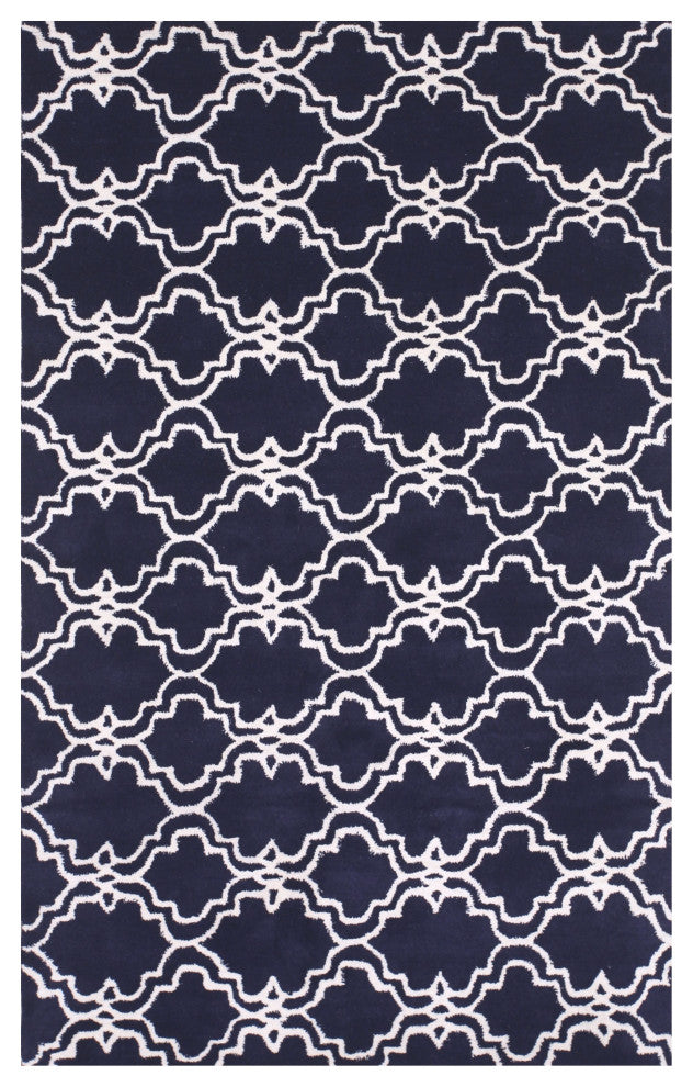 Blue Traditional Trellis Moroccan Area Rug