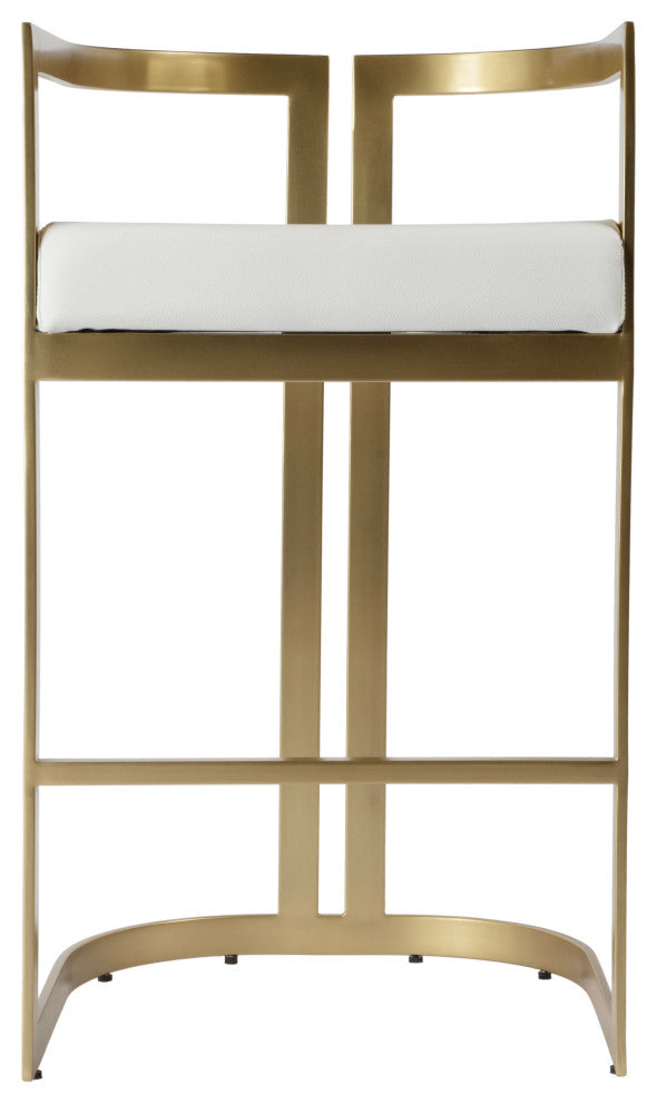 Clarence Faux Leather 35" Barstool, Polished Gold