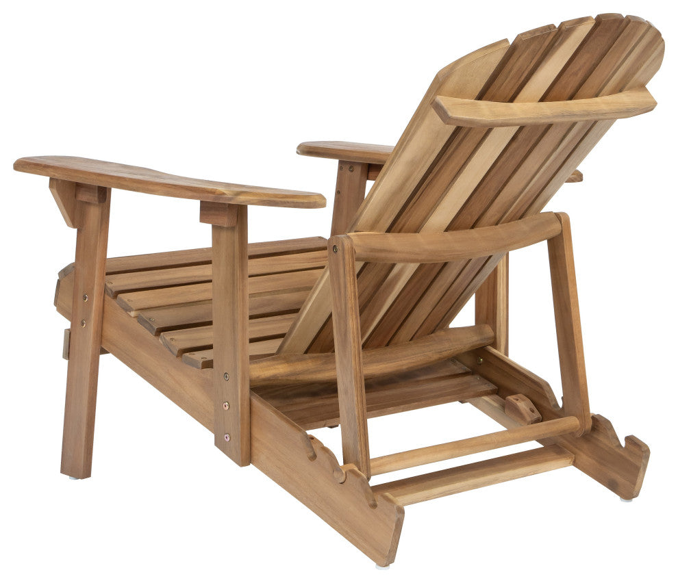 GDF Studio Katherine Outdoor Reclining Wood Adirondack Chairs, Set of 2, Natural