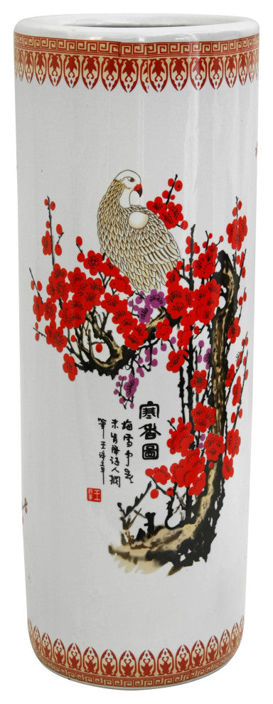 24" Cherry Blossom Porcelain Umbrella Stand