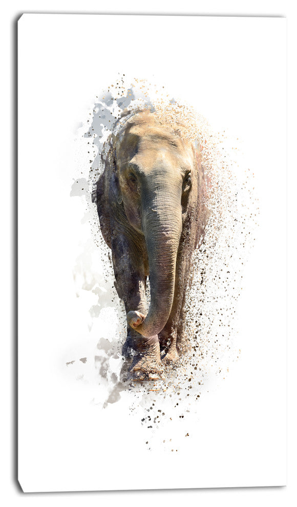 Large Elephant Portrait, Animal Canvas Wall Art, 16"x32"