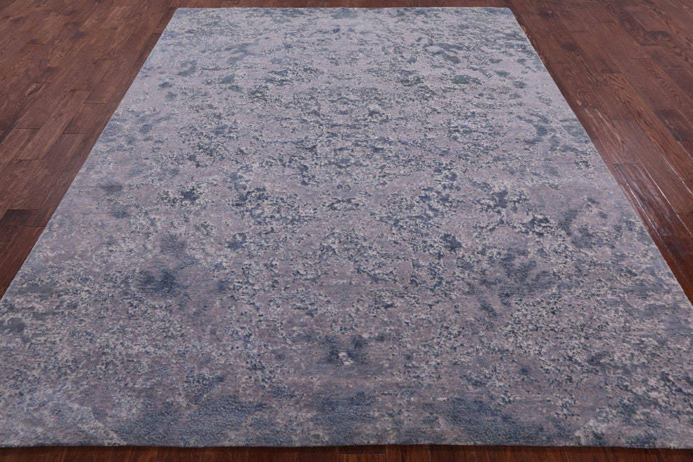 Abstract Wool and Silk Hand-Knotted Rug 7' 11" X 10' 1" Q9058