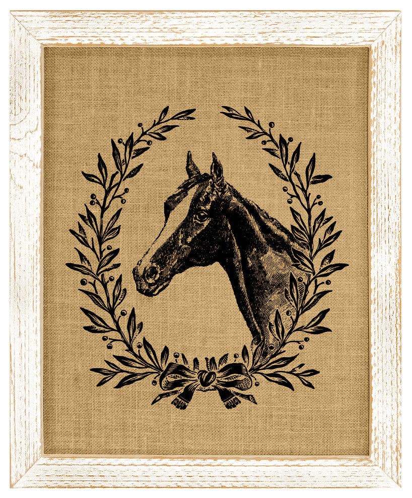 Horse Crest Burlap Wall Art