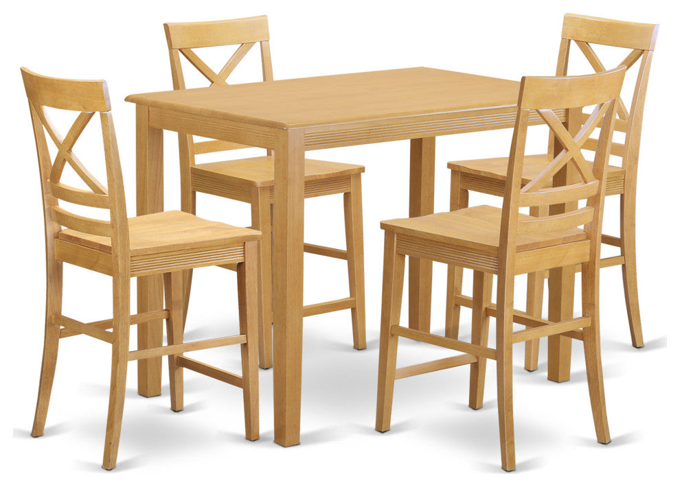 5 Pc Counter Height Pub Set -Pub Table And 4 Counter Height Dining Chair