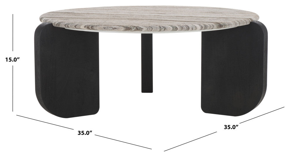 Safavieh Couture Graelyn Marble Top Coffee Table, Black/Grey