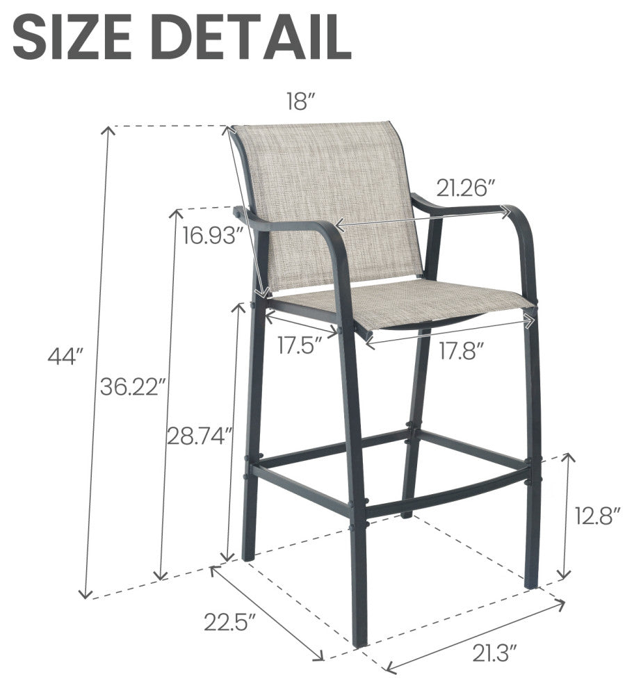 Set of 2 Outdoor bar stoolst Patio Bar Chair,patio furniture set, Gray&brown