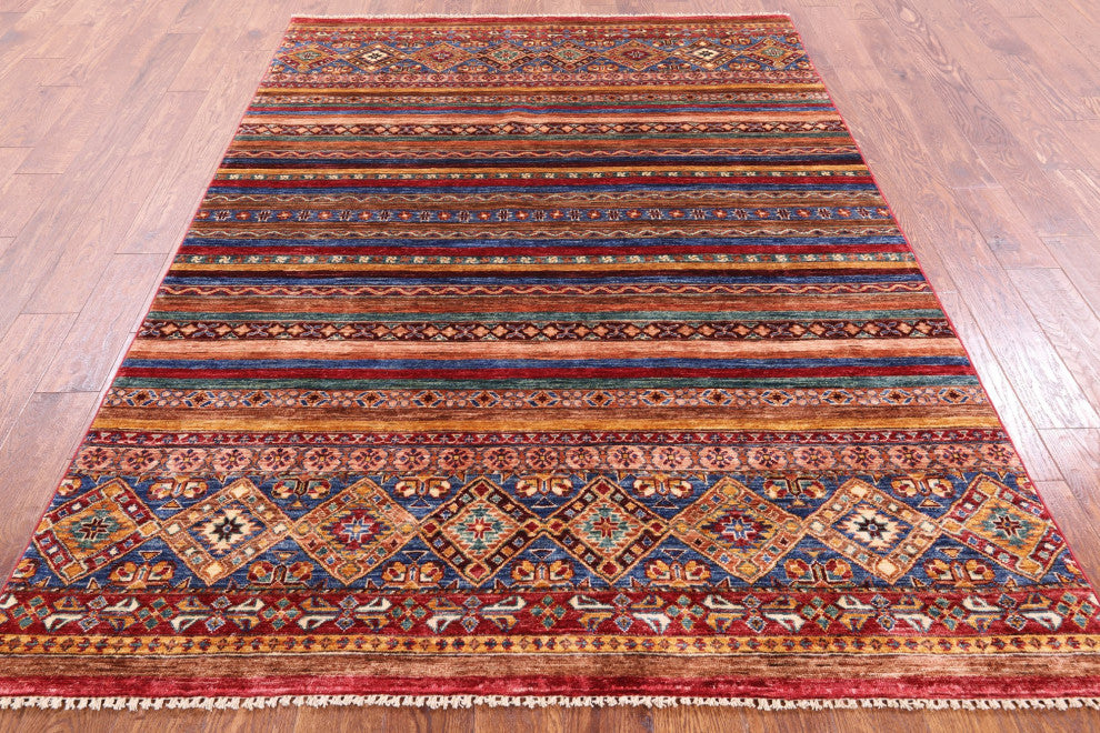 5' 7" X 8' 0" Khorjin Super Kazak Hand Knotted Rug Q5822