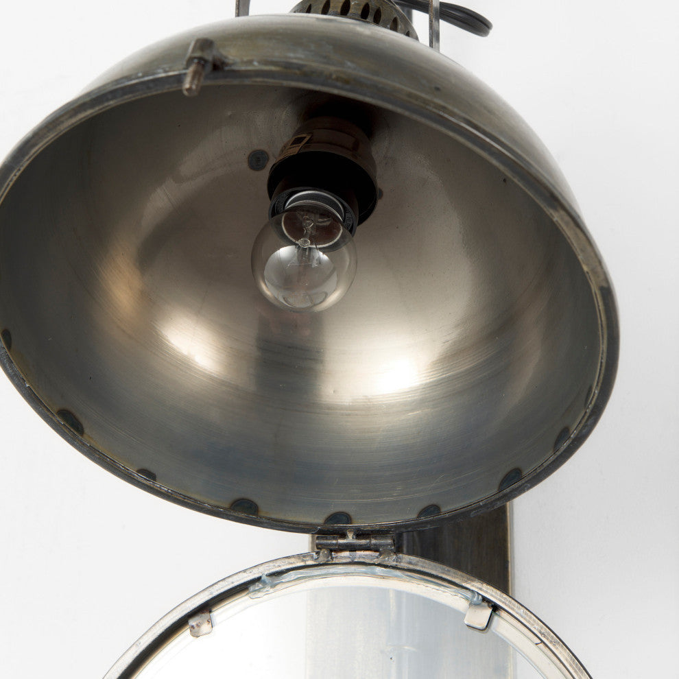 Tazb Gold Metal Antiqued Round Wall Sconce, 61" x 22"