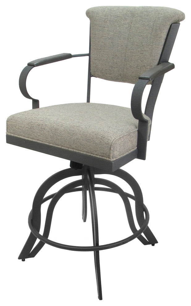 Miami Counter 26" or 30" Metal Bar Stool Wood Armrests - A Base, Portwood Ash -