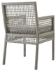 Modern Outdoor Side Dining Chair Armchair, Set of 4, Rattan, Gray