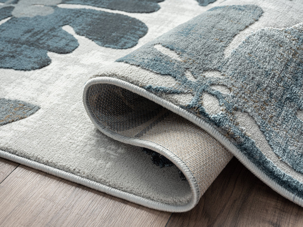 Abani Nova NOV180A Modern Grey and Blue Floral Area Rug