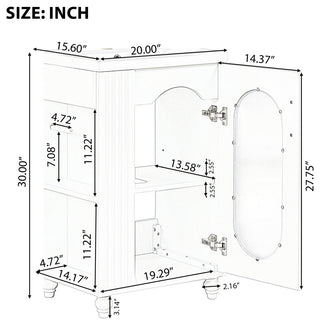 20" Freestanding Bath Vanity Set, White, Integrated Ceramic Sink