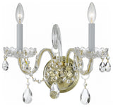 Crystorama 1032PBCLSAQ Two Light Wall Mount Traditional Crystal Brass