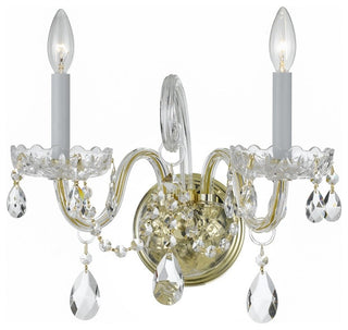 Crystorama 1032PBCLSAQ Two Light Wall Mount Traditional Crystal Brass