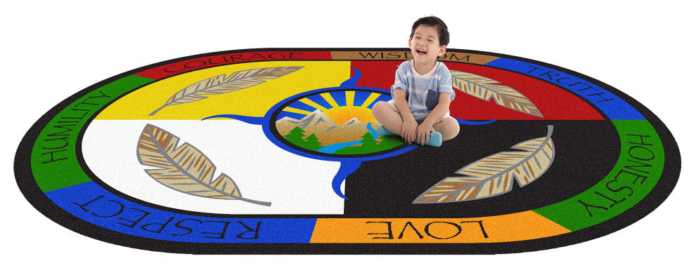 Traditional Teachings 5'4" x 7'8" Oval area rug in color Multi