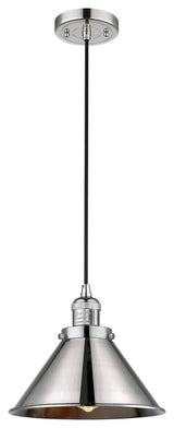 1-Light Briarcliff 10" Mini Pendant, Polished Nickel