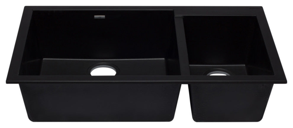 ALFI brand AB3319UM-BLA Black 34" Undermount Granite Composite Kitchen Sink