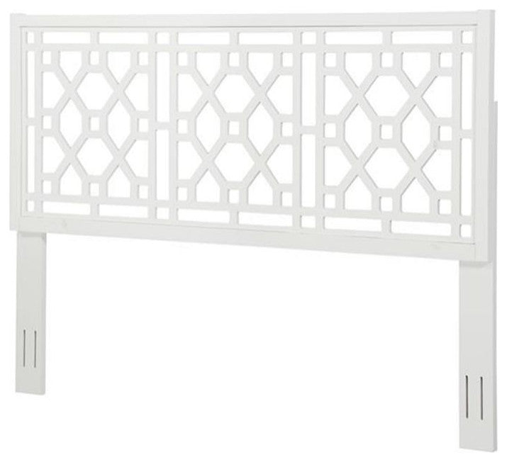 Bowery Hill Transitional Chippendale Wood Headboard - King in White