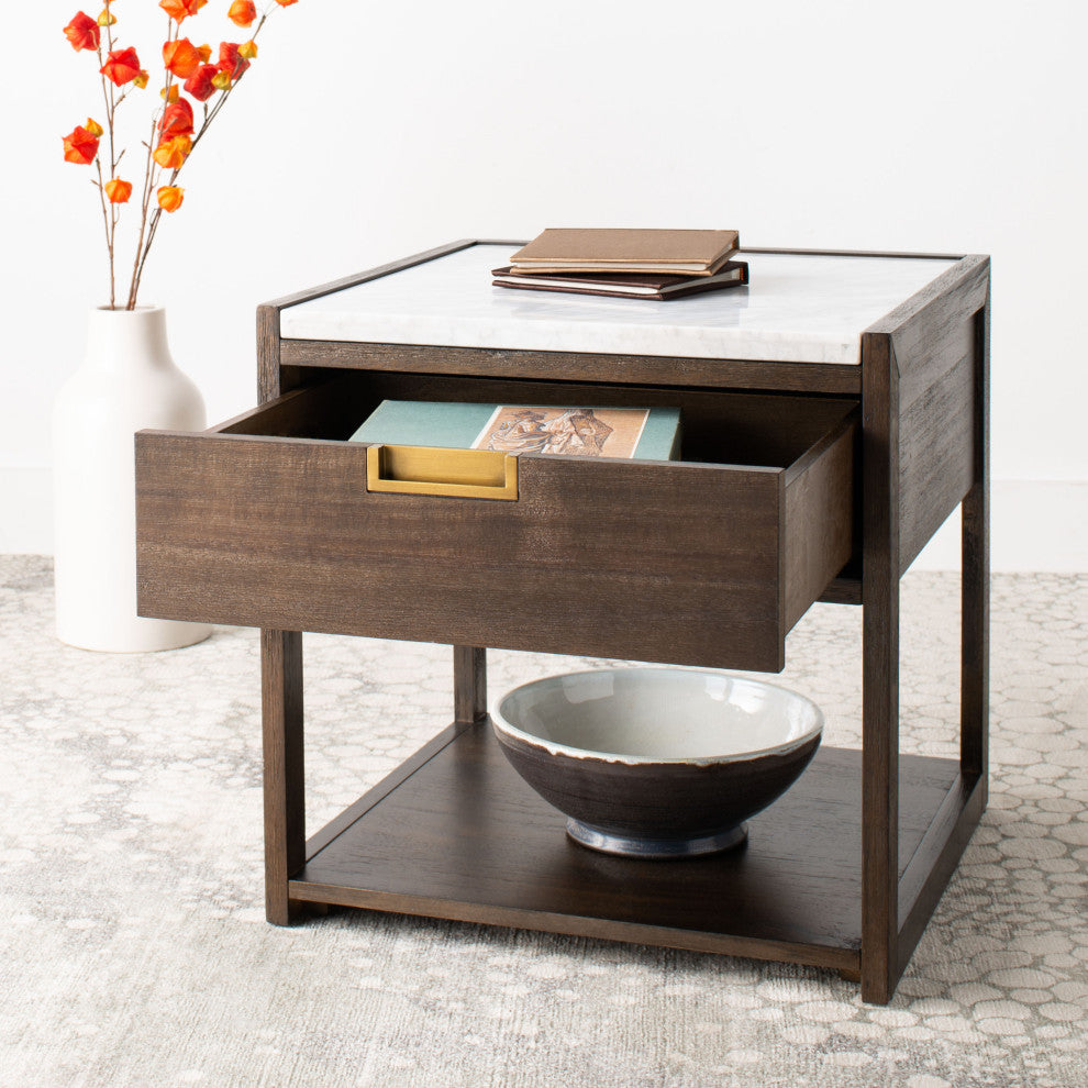 Safavieh Couture Adeline 1 Drawer Nightstand, Dark Chocolate