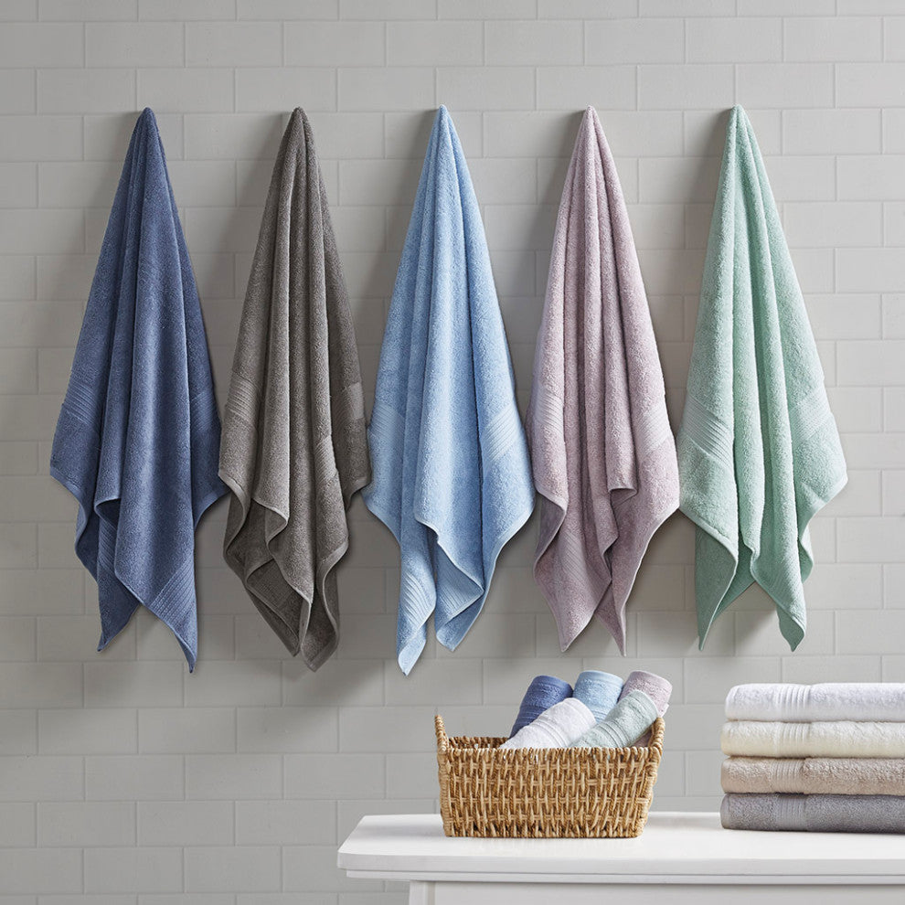 Madison Park Organic All-Natural 6-Piece Bathroom Towel Set, Gray