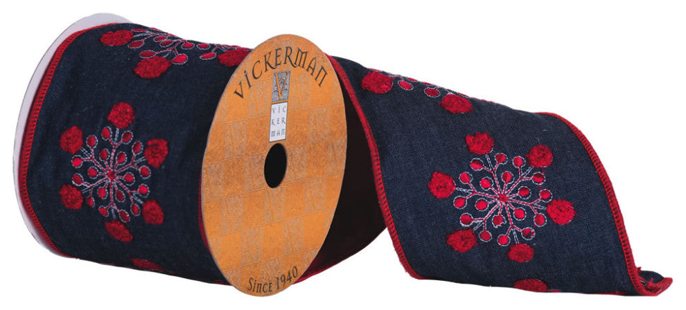 4" x 5yd Dk Blue Feather Red Fuzzy Snow