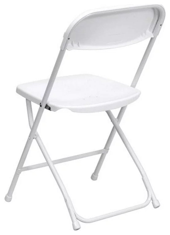 10 Pack Folding Chair, Coated Metal Frame With Plastic Seat & Open Back, White