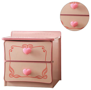 Wooden 2 Drawers Nightstand, Pink