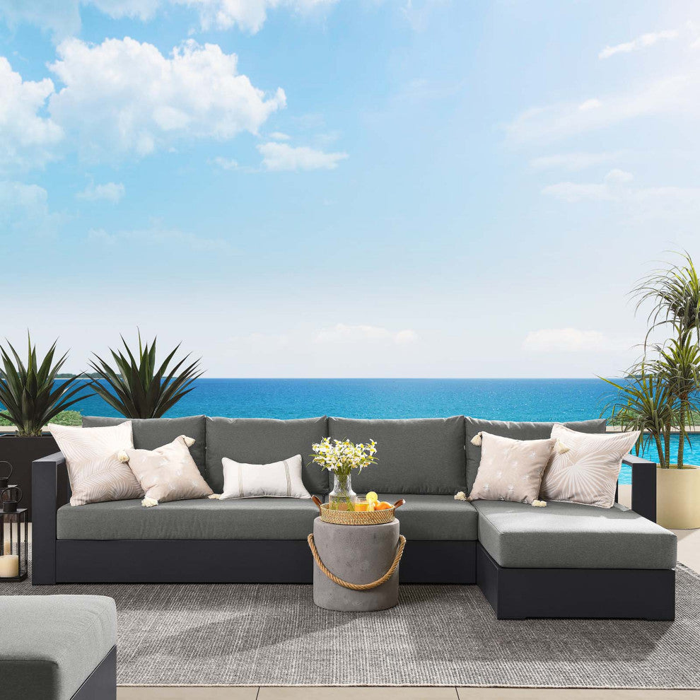 Tahoe Outdoor Patio Powder-Coated Aluminum 3-Piece Right-Facing Chaise Sectional