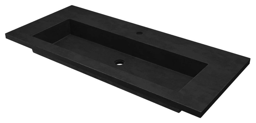 48" Capistrano Vanity Top with Integral Sink, Charcoal, Single Faucet Hole