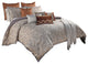 Benzara BM227290 12 Piece King Comforter Set with Textured Details, Gray/Brown