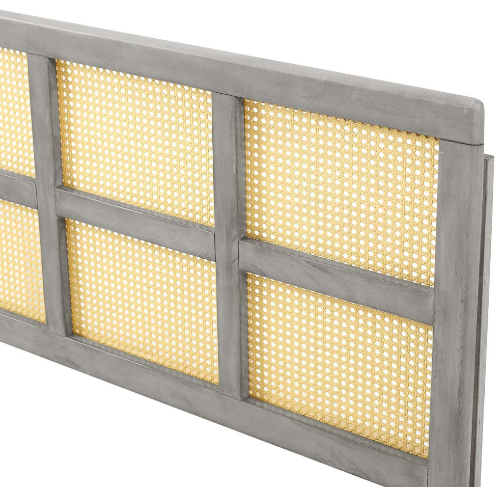 Headboard, Full Size, Wood, Gray, Modern Mid-Century, Bedroom Master Suite
