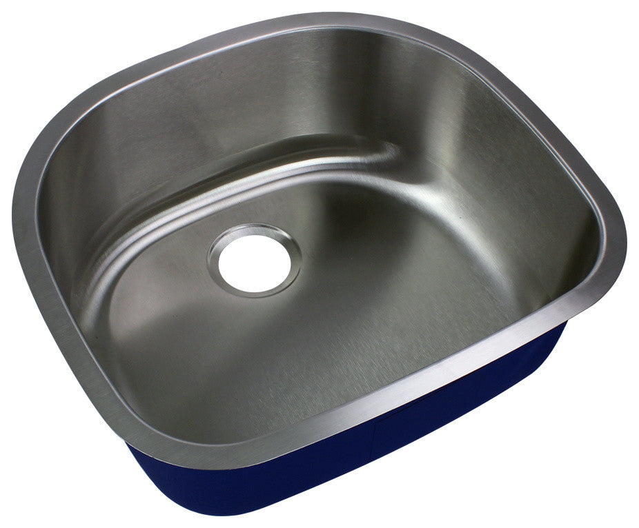 Transolid Meridian 23 5/8"x21"x9" D-Shape Single Undermount SS Kitchen Sink