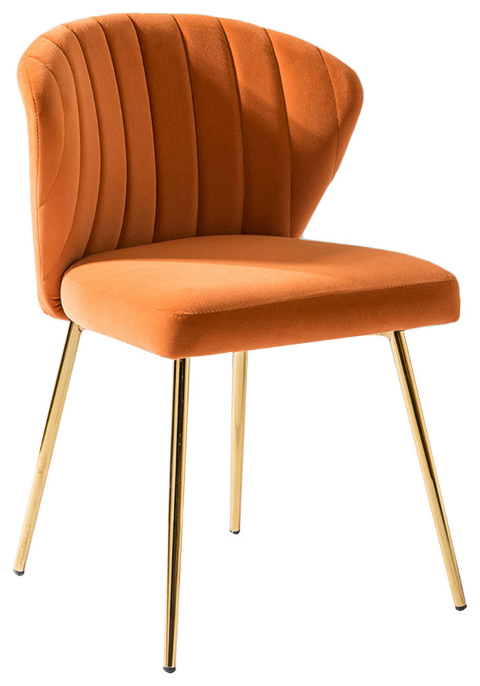 Luna Contemporary Side Chair With Tufted Back, Orange