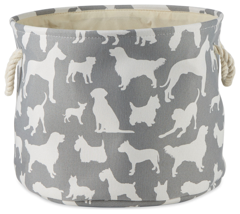Polyester Pet Bin Dog Show Gray Round Large 15x18x18