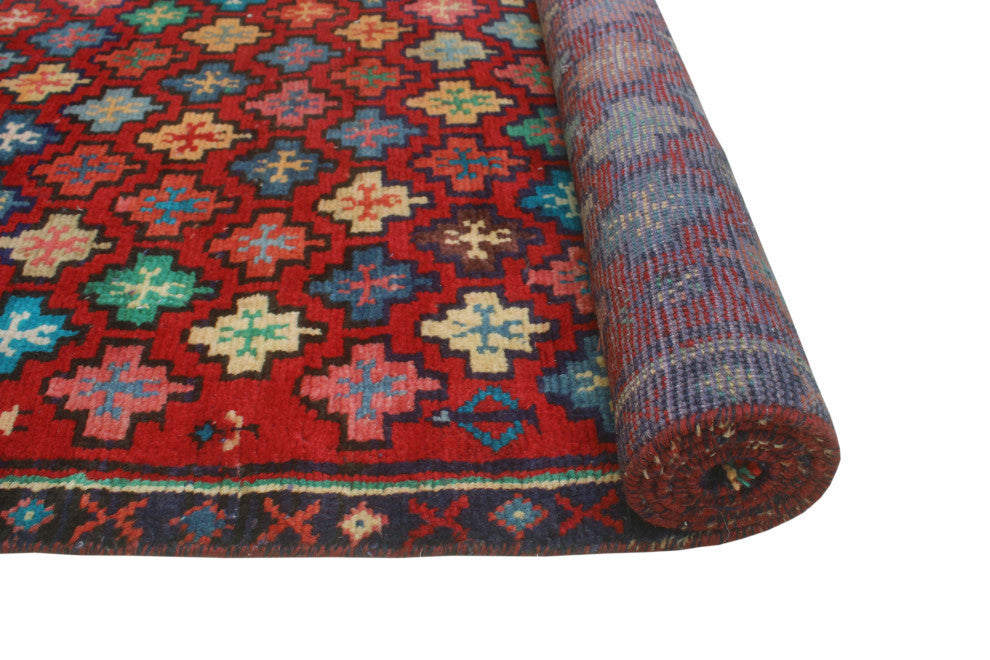 Vintage Distressed Paulette Red/Navy Runner, 2'7x8'10
