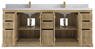 Alys Teak 84 Double Sink Bathroom Vanity Whitewashed 2" Calacatta Nuvo
