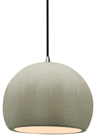 Radiance Small Globe Pendant, Celadon  Frame, Brushed Nickel, LED, Black Cord